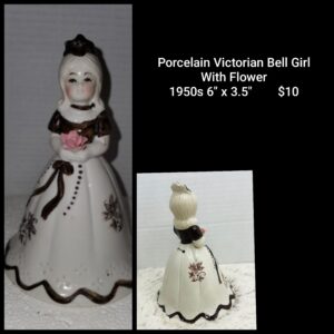 Vintage Porcelain Bell - Victorian Girl with Flower